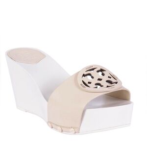 Tory Burch Leather Miller 80 mm Paltform Chunky Slides In Dulce de Leche